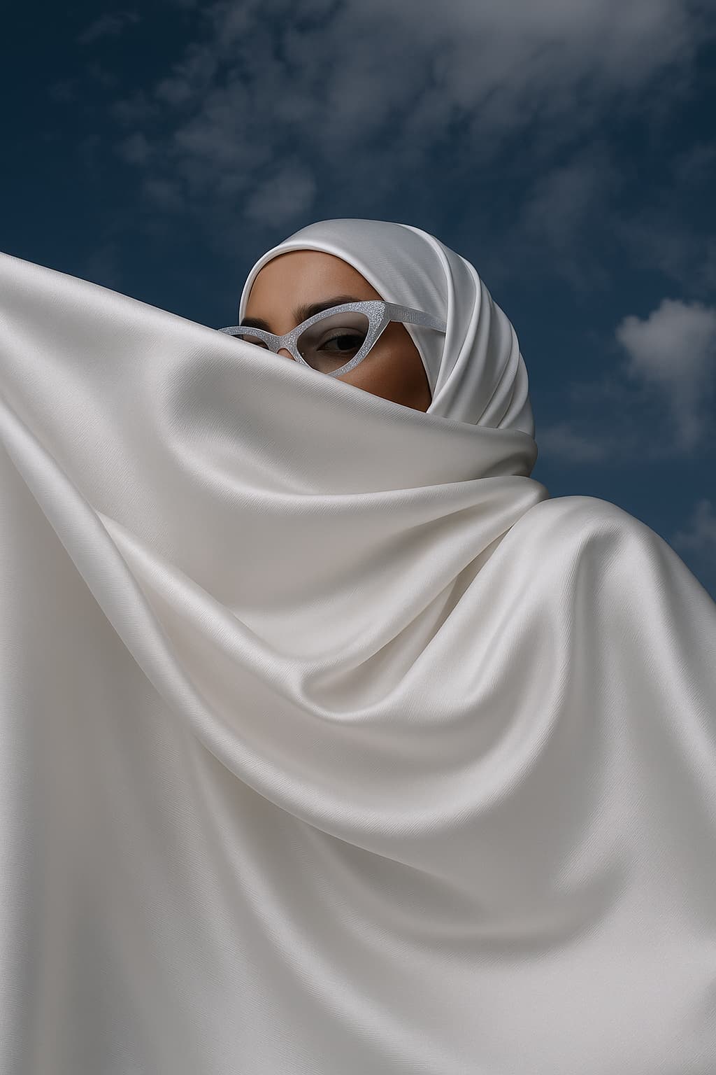 Voile en satin de soie - Blanc