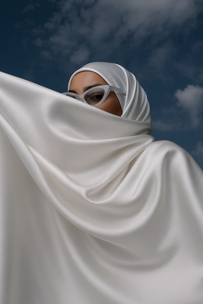 Voile en satin de soie - Blanc